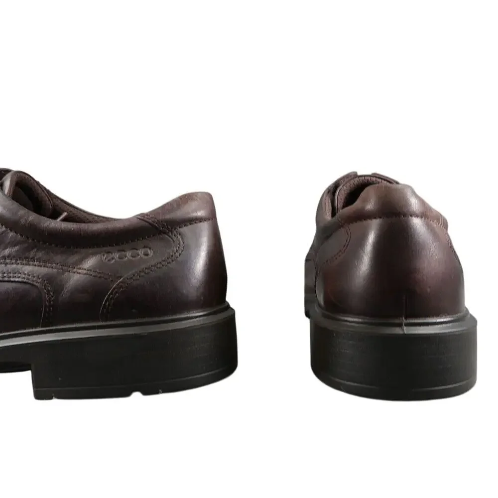 Ecco Shoes Mens 45 Oxford Derby Helsinki Leather Classic Comfort Business Brown